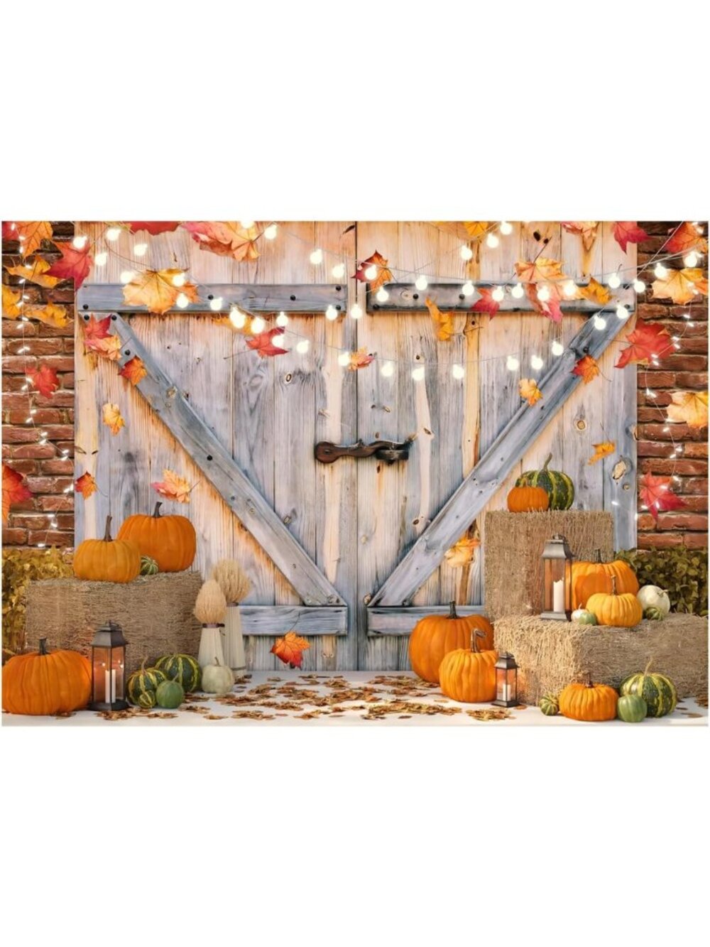 Autumn Pumpkin Harvest Backdrop - Fall Thanksgiving Decor 10x8 FT for Parties